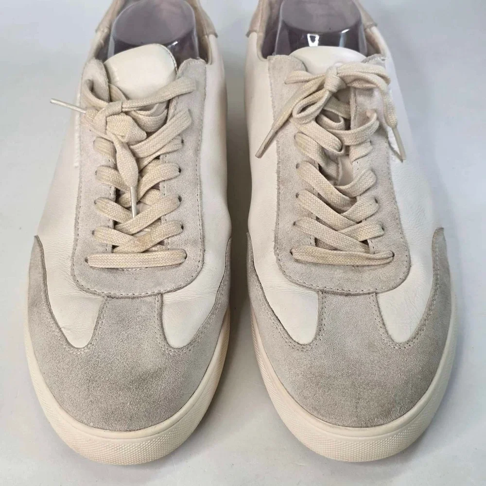 Clae Los Angeles Men's 14 Leather Suede Low Top Sneakers White Cream Shoes 48 EU